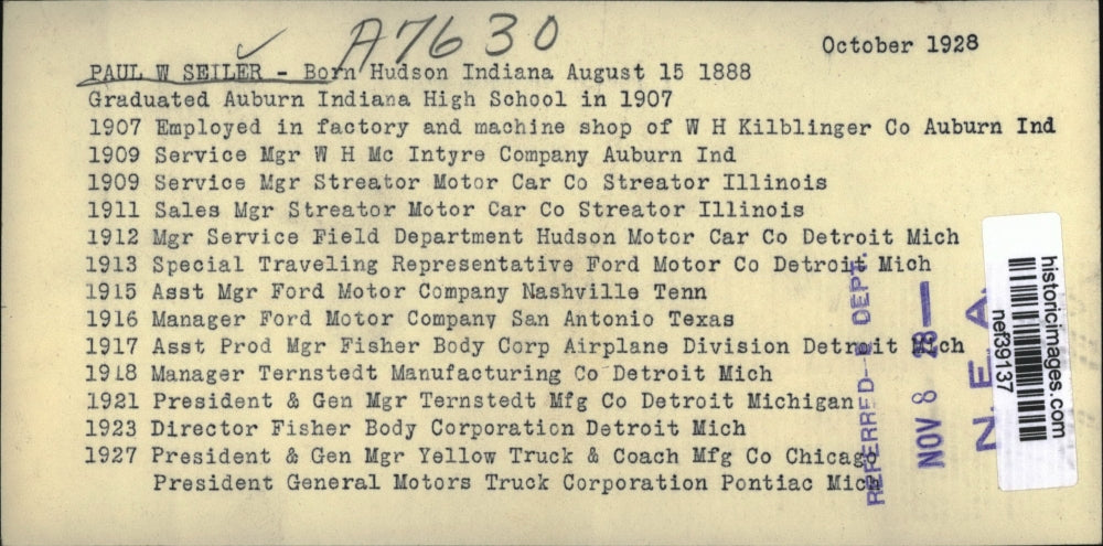 1928 Press Photo Paul W. Seiler - nef39137