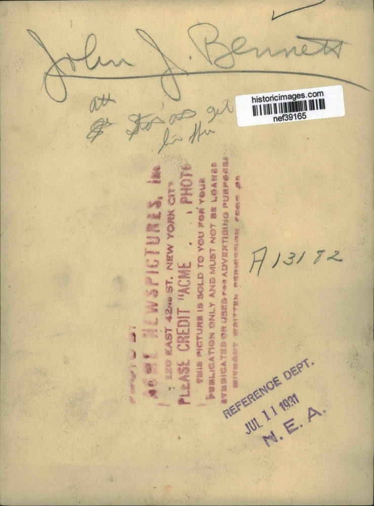 1931 Press Photo John J. Bennett - nef39165