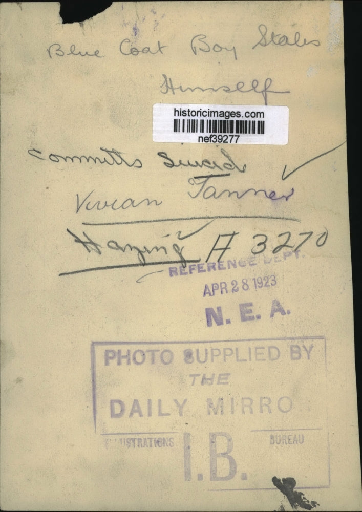 1923 Press Photo Vivian Tanner, Suicide - nef39277