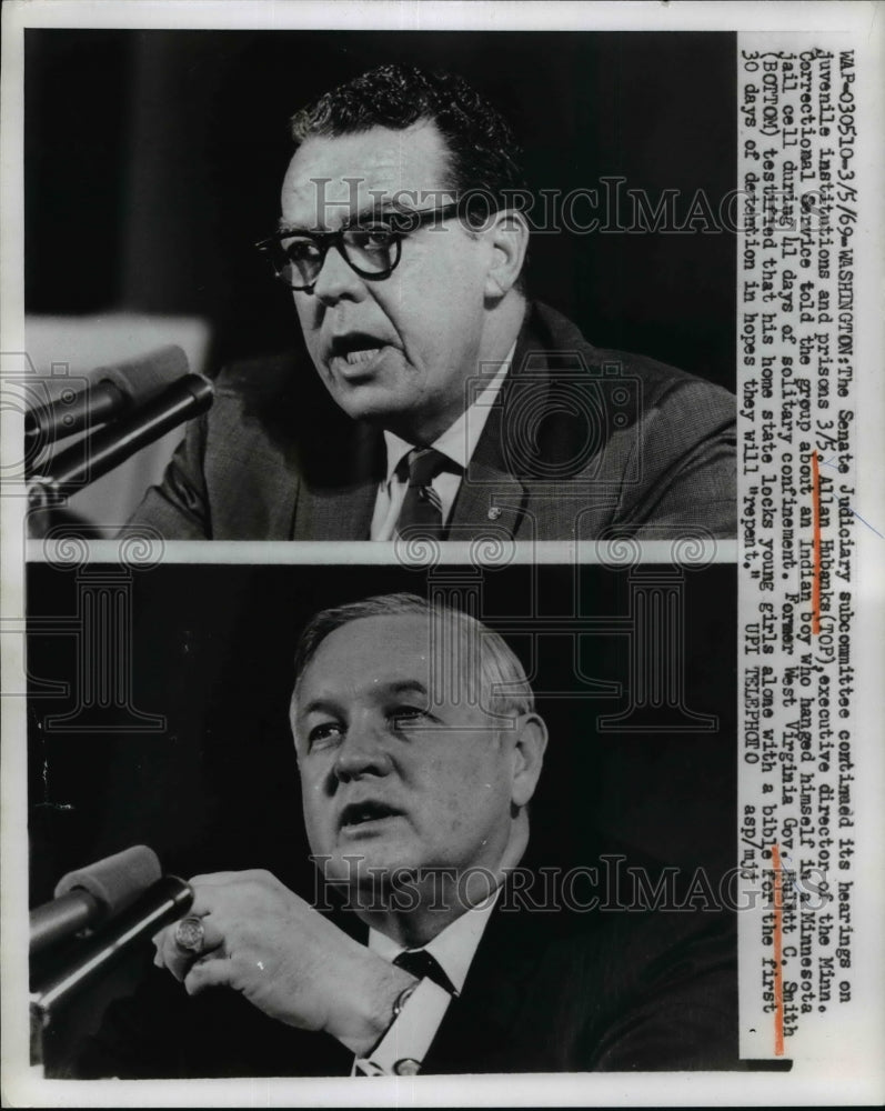 Load image into Gallery viewer, 1969 Press Photo Allan Hubanks and Gov. Mulitt C. Smith Discuss Juvenile Prisons

