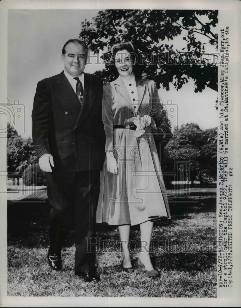 1953 Press Photo Sen.Joseph R.McCarthy and Fiancee Ms.Jean Kerr - nef39424