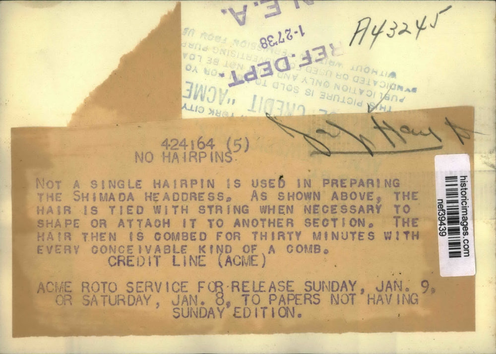 1938 Press Photo No-Hairpin Headdress - nef39439