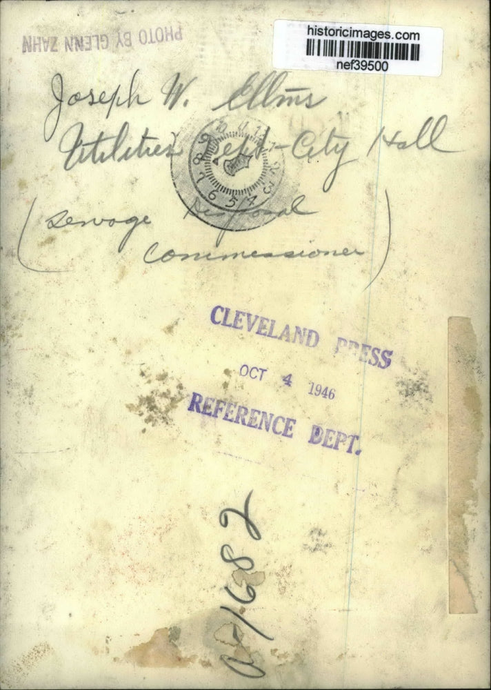 1946 Press Photo Joseph W. Ellms of Utilities Department of City Hall