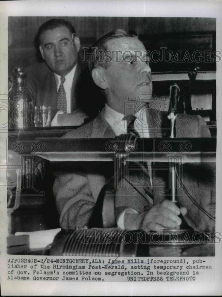 1956 Press Photo James Mills,Publisher of the Birmingham Post Herald - nef39518