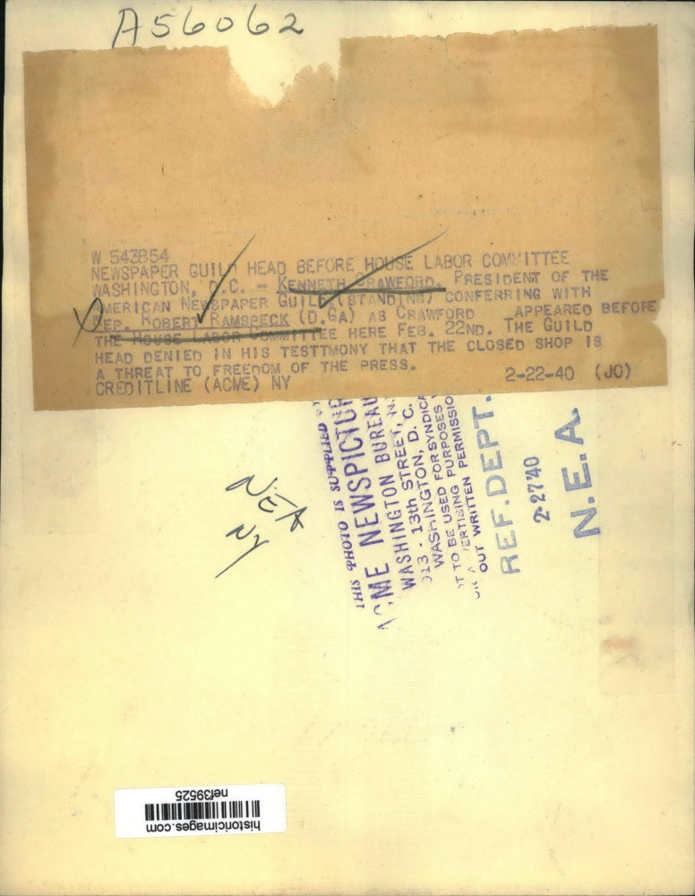 1940 Press Photo Kenneth Crawford of American Newspaper Guild testify at House