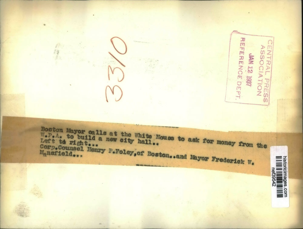 1937 Press Photo Boston Mayor Frederick Mansfield & Counsel Henry Foley