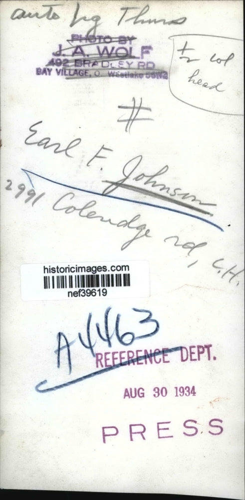 1934 Press Photo Earl F Johnson - nef39619