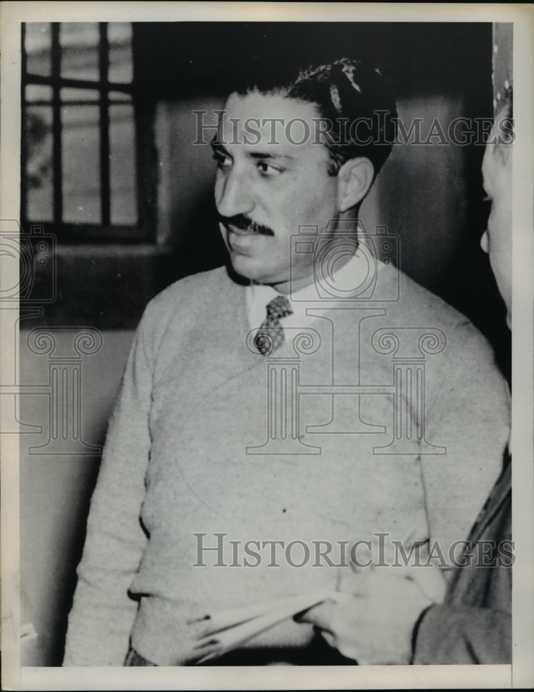 1955 Press Photo Jorge Antonio Interviewed in Bueno aires - nef39674