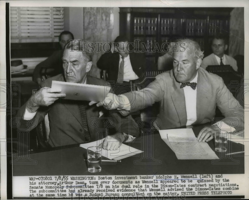 Load image into Gallery viewer, 1955 Press Photo Adolphe Wenzell &amp; Arthur Dean as Wendell Appeared to be Quizzed
