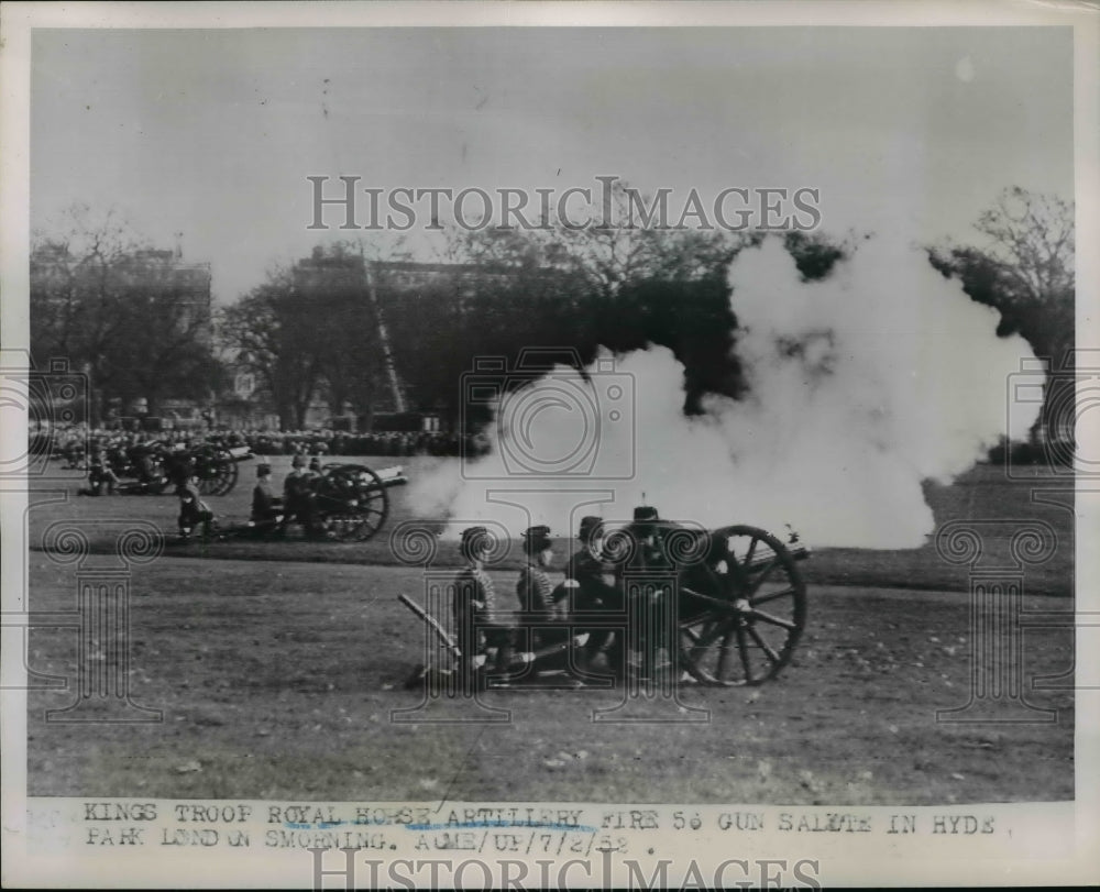 1952 Press Photo King&#39;s Troop Royal Horse Artillery at Hyde Park, London England- Historic Images