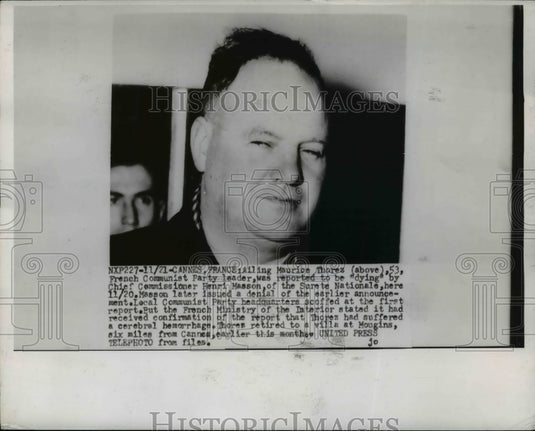 1953 Press Photo Maurice Thorez French Communist Leader Reported Ill - nef39884