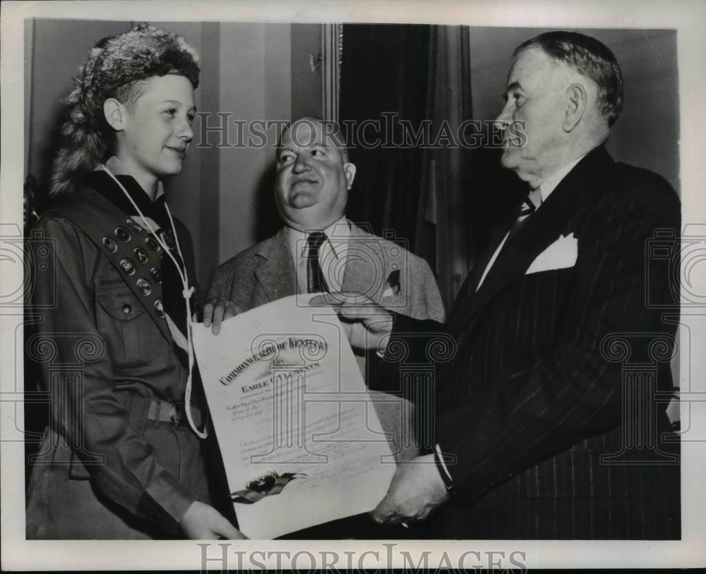 1950 Press Photo Daniel Boone VII Receives Kentucky Colonel Commission