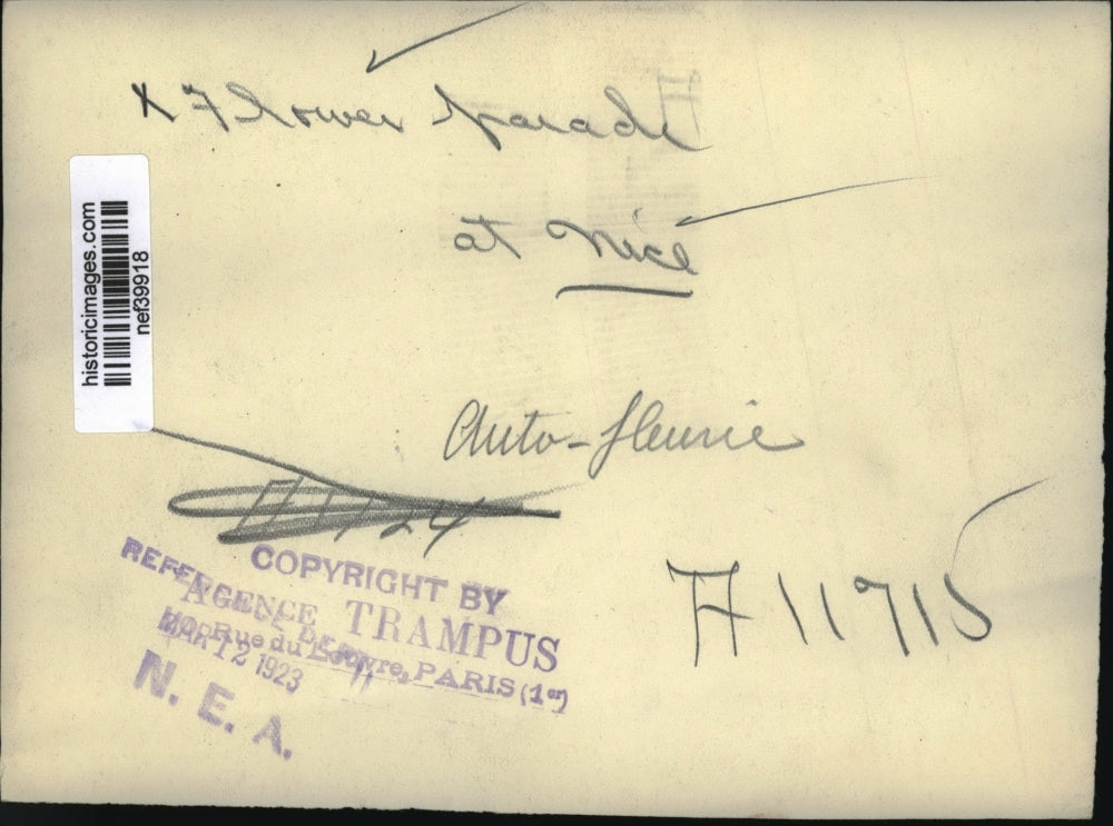 1923 Press Photo Flower Parade at Nice - nef39918