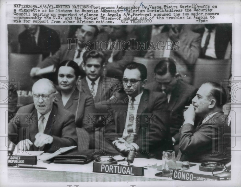1961 Press Photo Dr Vasce Vieira Garin at United Nations Security Council Meet