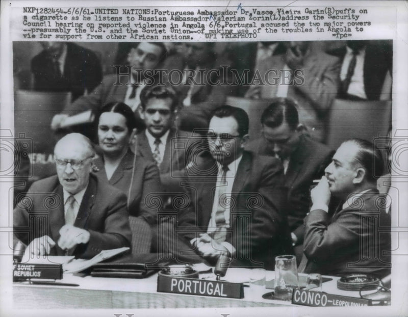 Load image into Gallery viewer, 1961 Press Photo Dr Vasce Vieira Garin at United Nations Security Council Meet
