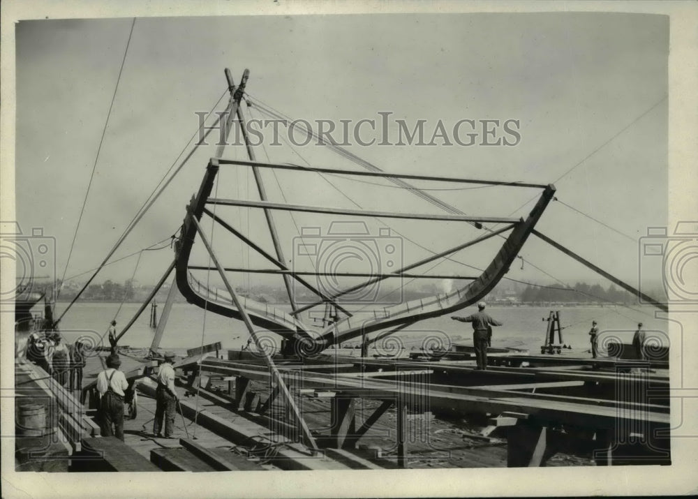 1926 Press Photo Wooden Ships under Construction - nef39980