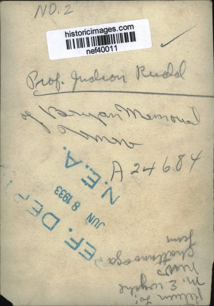 1933 Press Photo Professor Jackson Rudd of Bryan Memorial University - nef40011