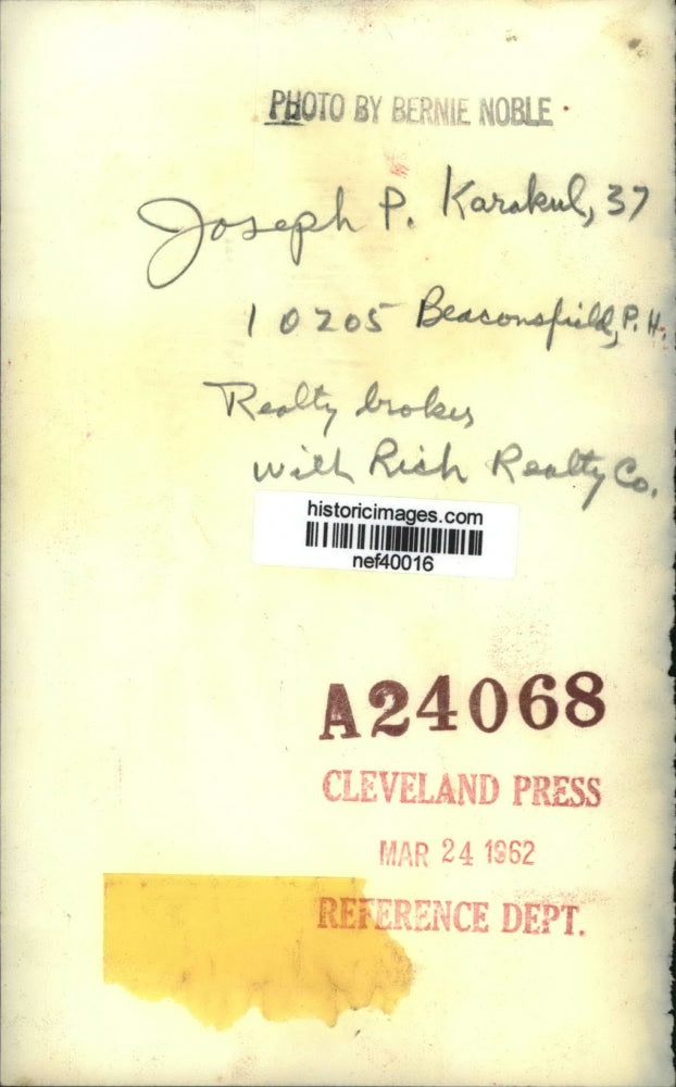 1962 Press Photo Joseph Karakul Realty Broker with Rich Realty Company