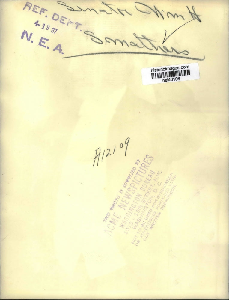 1937 Press Photo Senator William H. Smathers - nef40106