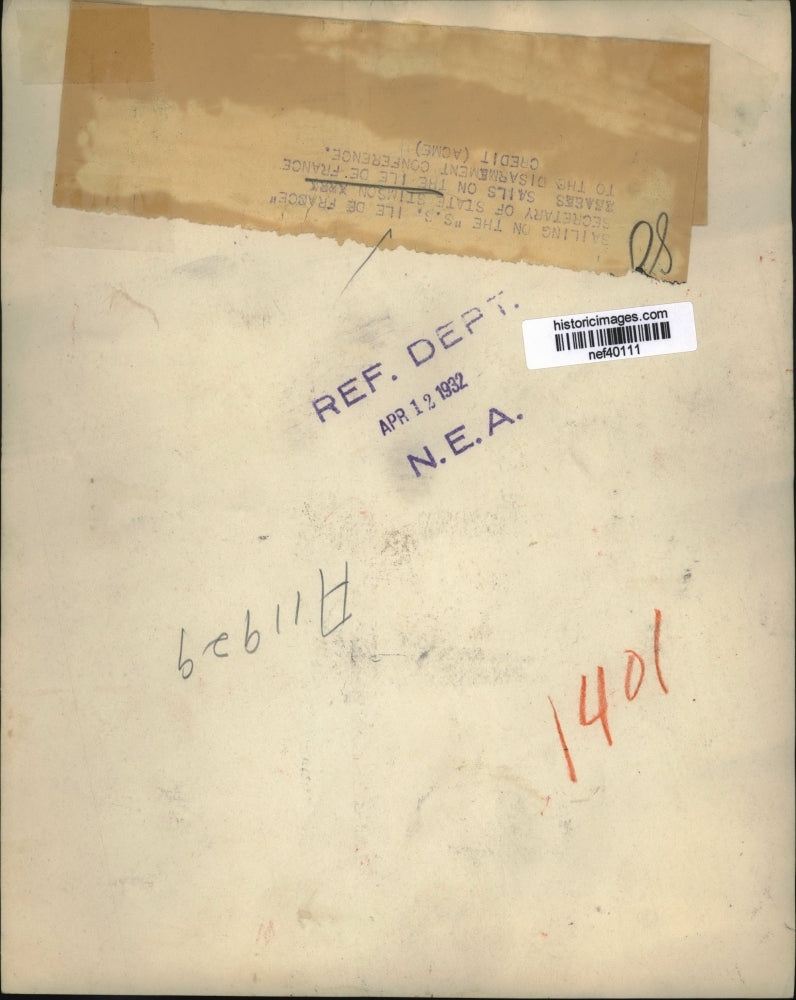 1932 Press Photo Secretary of State Stimson Sails on S.S. Ile De France