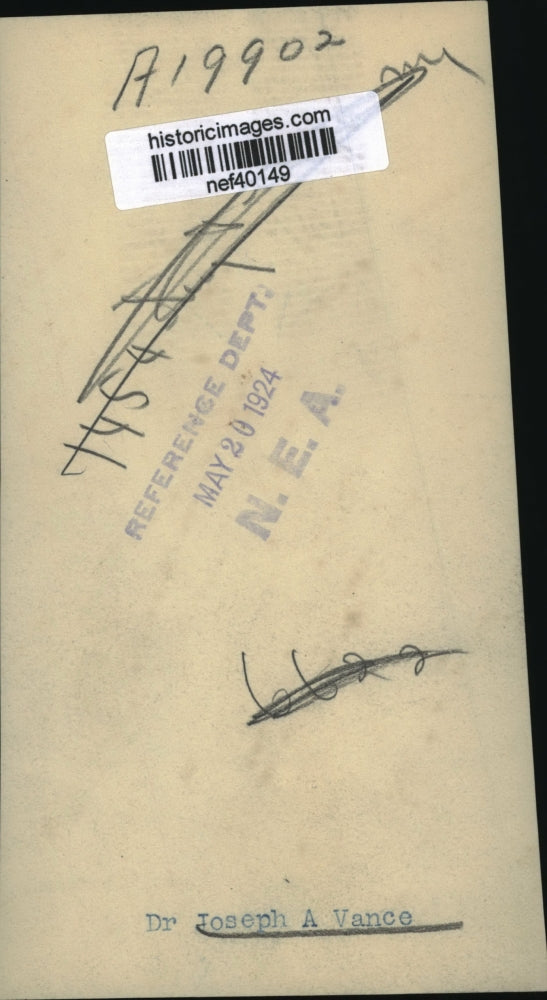 1924 Press Photo Dr. Joseph A. Vance - nef40149