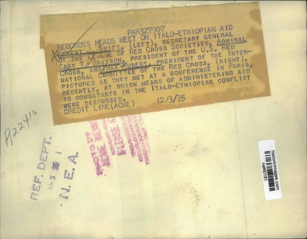 1935 Press Photo Ernest J.Swift, Admiral Cary T.Grayson and Max Hubert