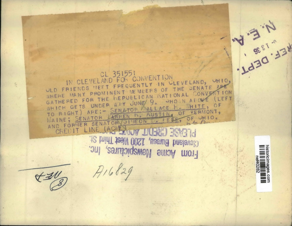 1934 Press Photo Senators Wallace White, Warren Austin & Simeon Bess at Conventi