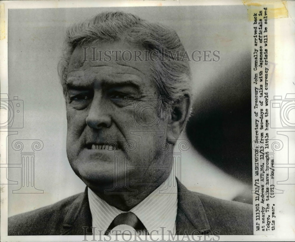 1972 Press Photo John Connally Arrives From 2-Day Talks with Japanese Officials