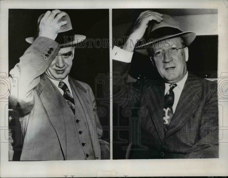 Load image into Gallery viewer, 1952 Press Photo Union &amp; Management Leaders Leave Collapsed Steel Talks
