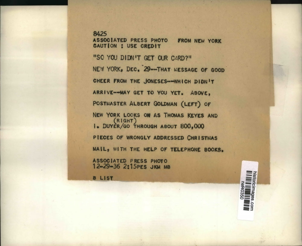1936 Press Photo Postmaster Albert Goldman of NY, Thomas Keyes & I Duyer