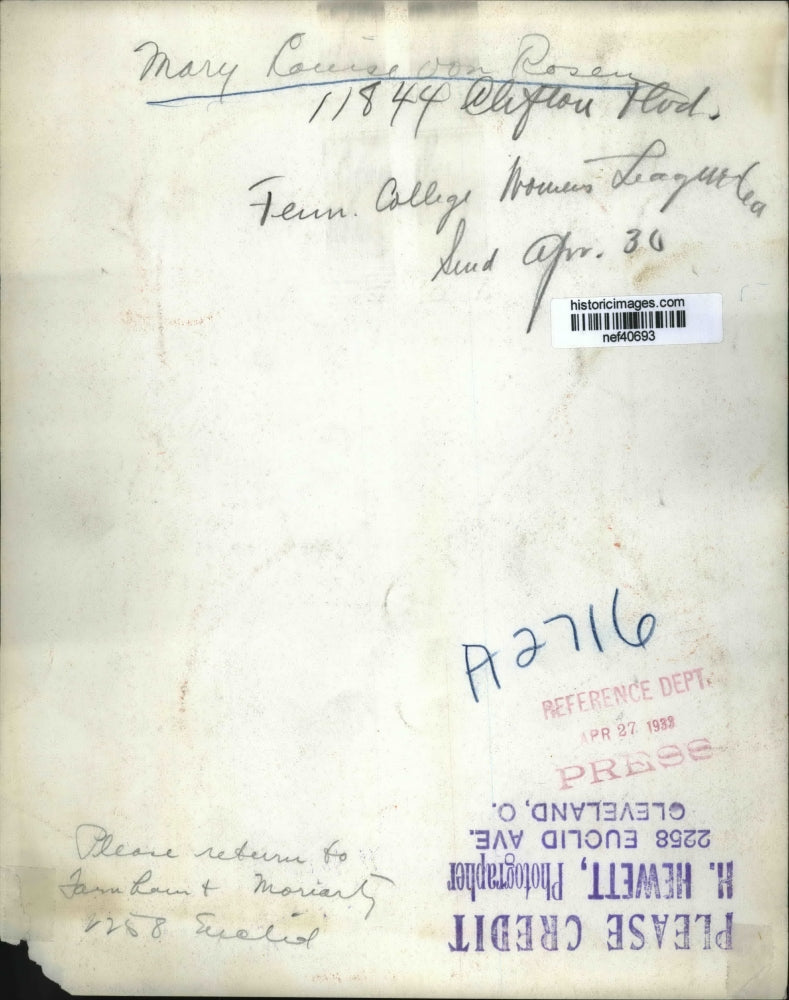 1932 Press Photo Mary Louise von Rosen - nef40693