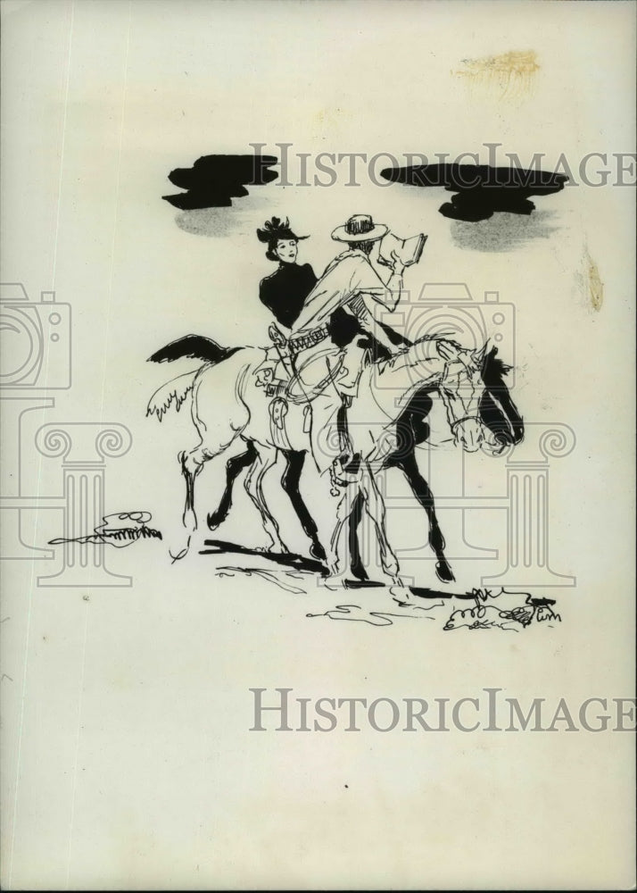 Load image into Gallery viewer, 1945 Press Photo Cowboy Illustration - nef40822

