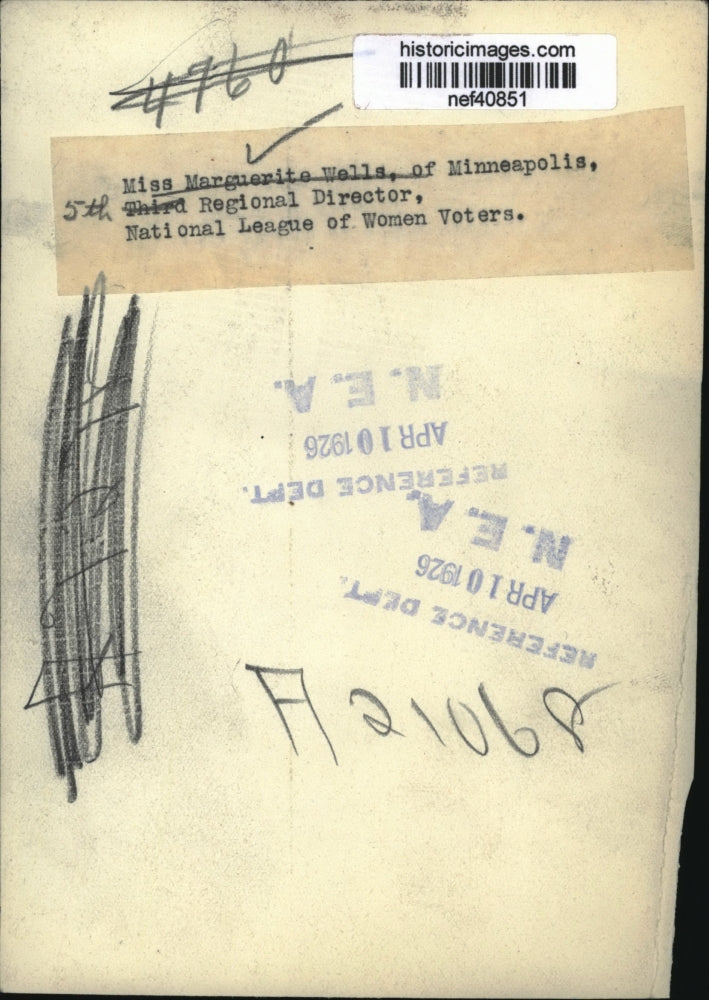 1926 Press Photo Marguerite Wells of Minneapolis - nef40851