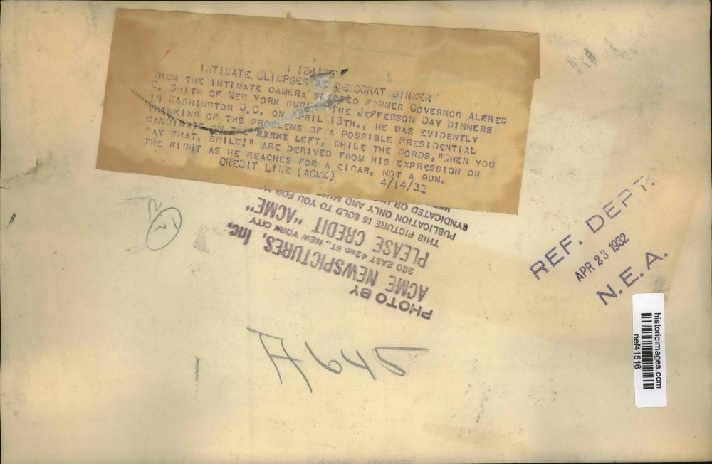 1932 Press Photo Alfred E. Smith at Jefferson Day Dinner, Washington, D.C.