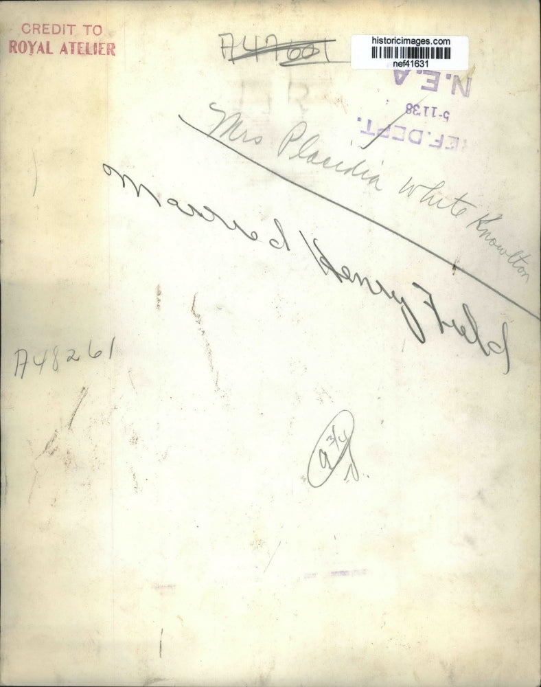 1938 Press Photo Mrs Placidia White Knowlton - nef41631