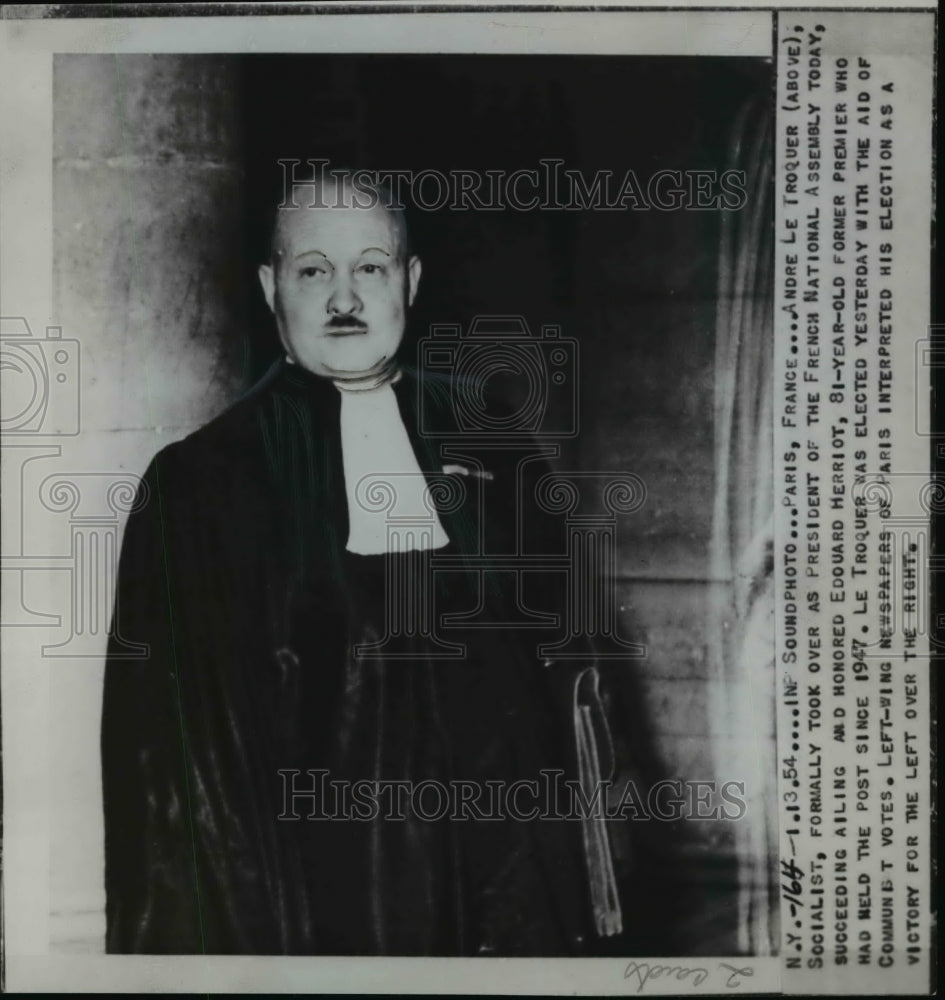 1954 Press Photo Andre Le Troquer formally President of French National Assembly