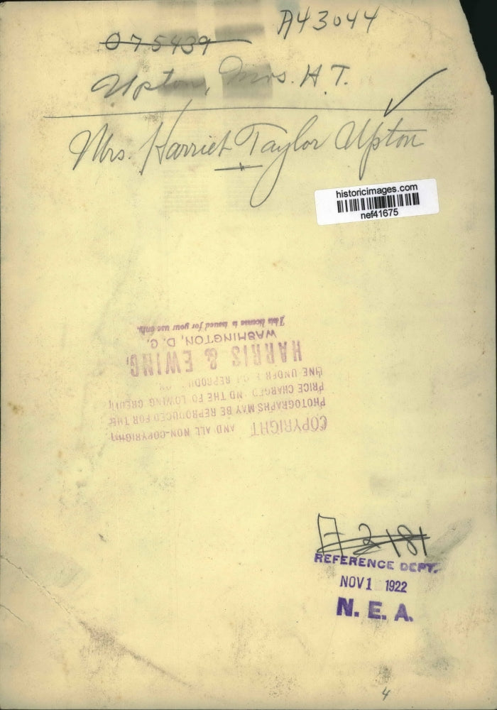 1922 Press Photo Mrs Harriet Taylor Upton - nef41675