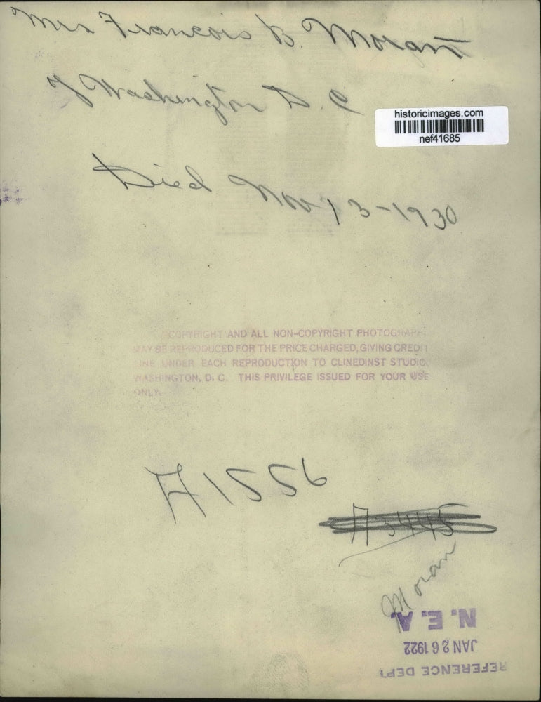 1922 Press Photo Mrs Francois Moran of Washington, DC - nef41685