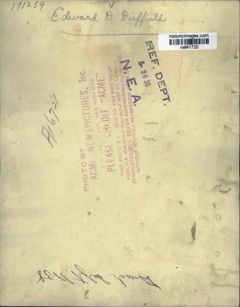 1936 Press Photo Edward D Diffield - nef41720