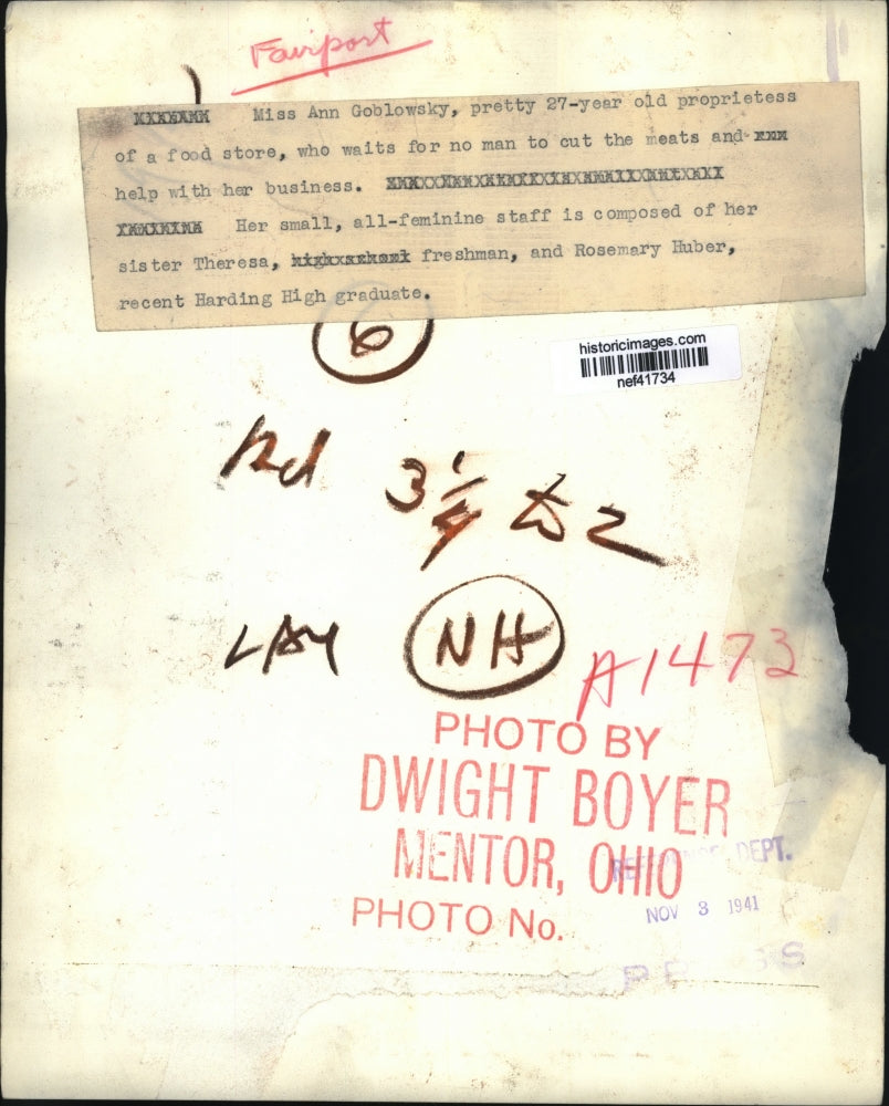 1941 Press Photo Ann Goblowsky, Proprietess of Food Store, Ohio - nef41734