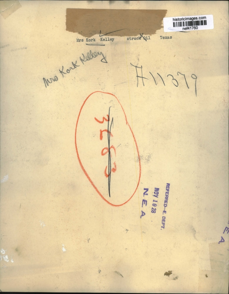 1928 Press Photo Mrs. Kork Kelley, Struck Oil, Texas - nef41760