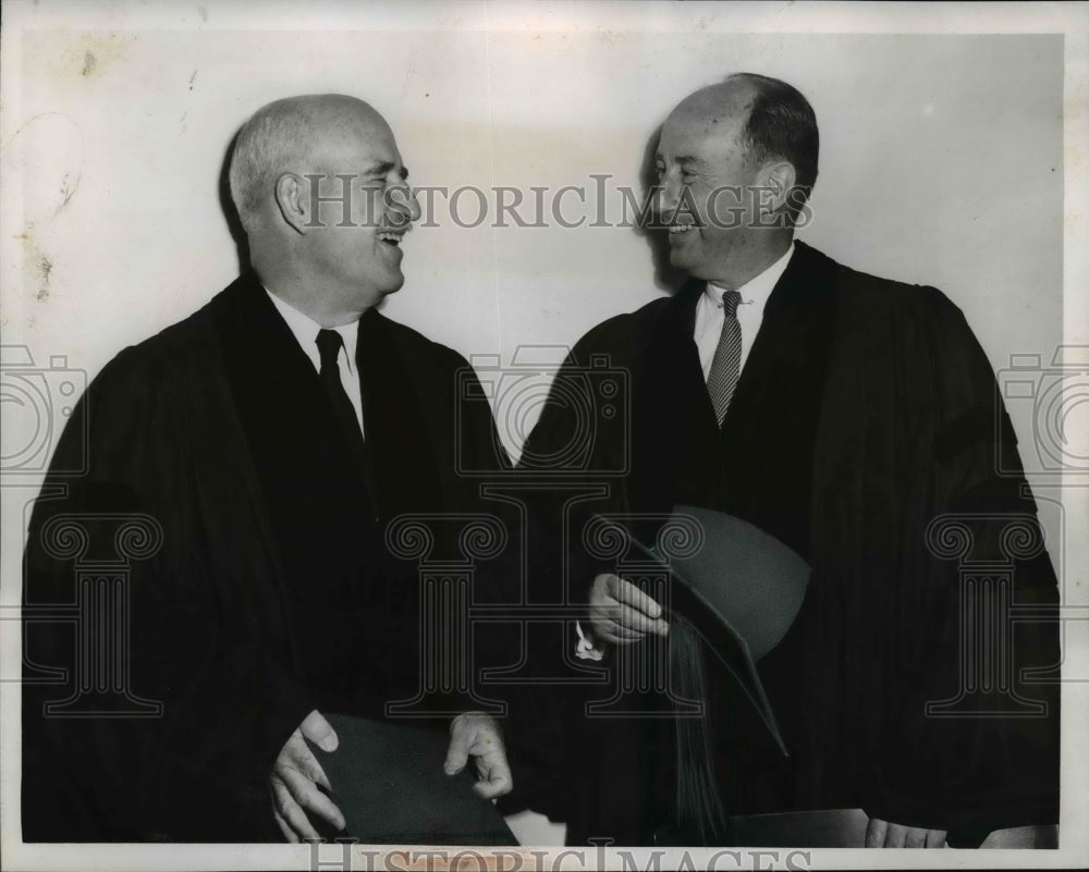 1955 Press Photo William M. Millikin, Adlai Stevenson at Oberlin College, Ohio