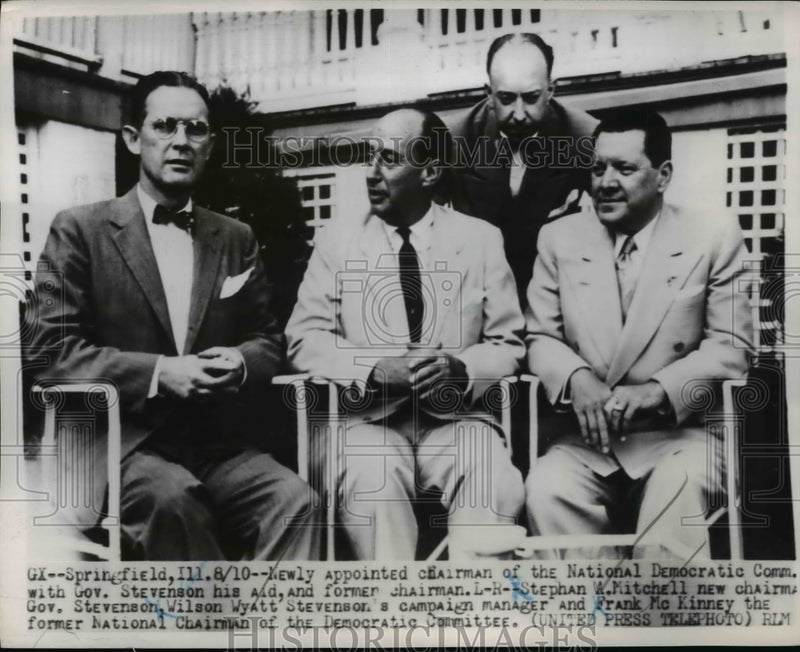 Load image into Gallery viewer, 1952 Press Photo Adlai Stevenson Meeting National Democratic Committee Members
