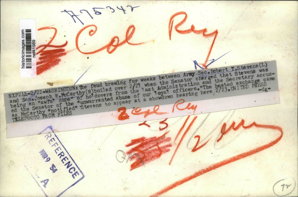1954 Press Photo Robert Stevens, Joseph McCarthy Showdown Hearing, Washington