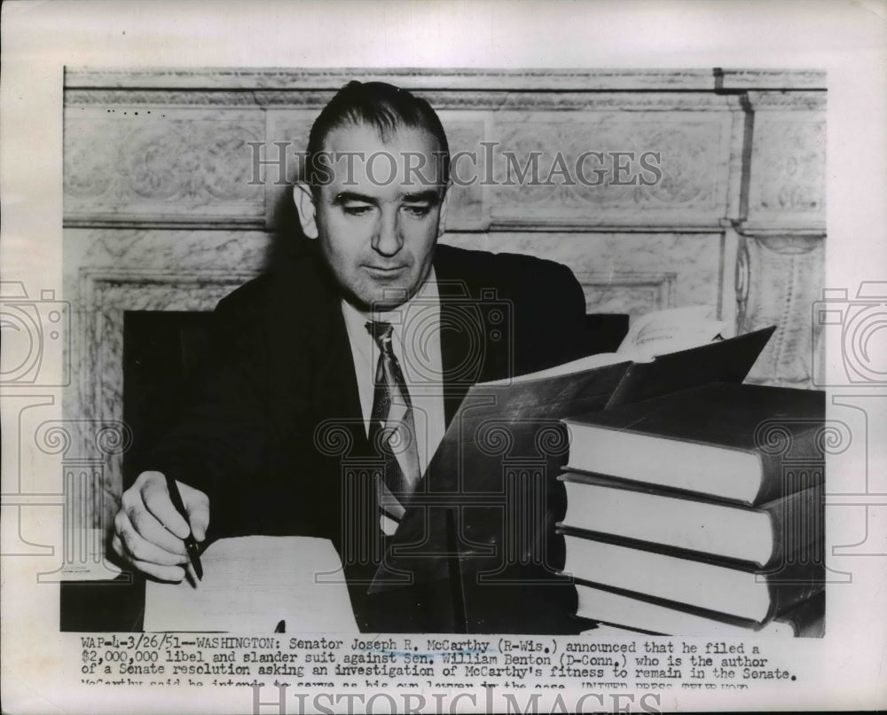 1951 Press Photo Joseph McCarthy in Washington, D.C. - nef42016