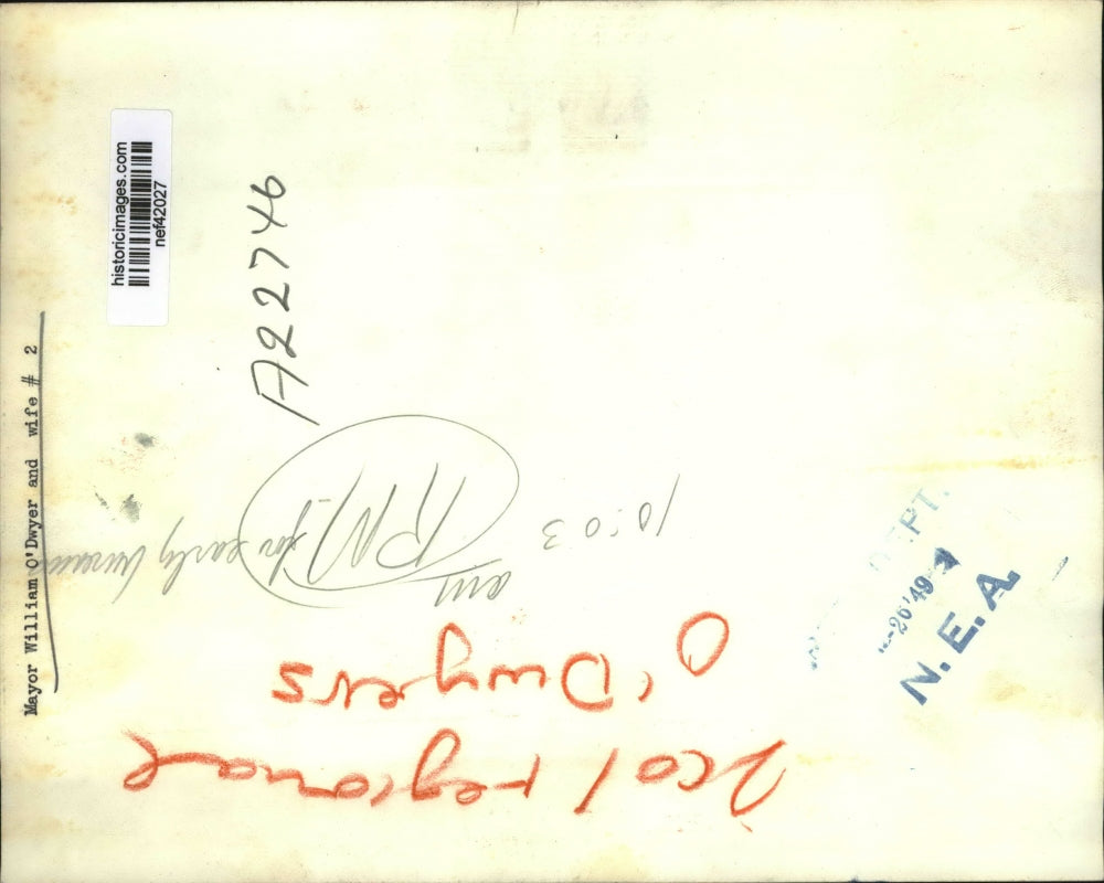 1949 Press Photo William O'Dwyer & Wife Aboard Yacht during Honeymoon, Florida