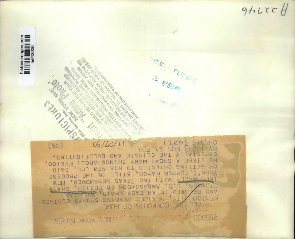 1950 Press Photo William O'Dwyer Interviewed in Mexico City - nef42036