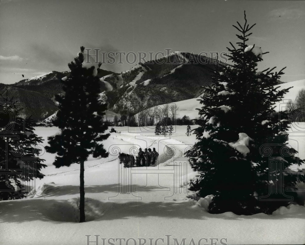 1963 Press Photo Horse Drawn Carriage in Picturesque Snow Scene - nef42059