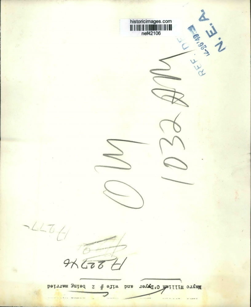 1949 Press Photo William O'Dwyer & Wife During Wedding - nef42106