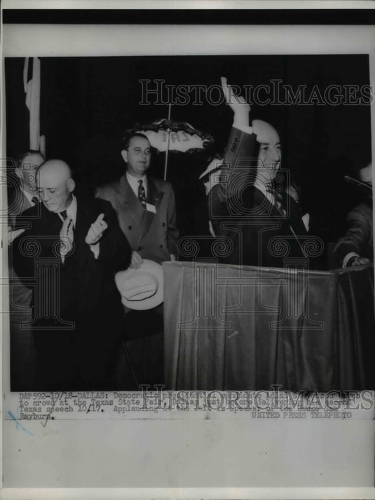 1952 Press Photo Adlai Stevenson waves to crowd at Texas State Fair - nef42135